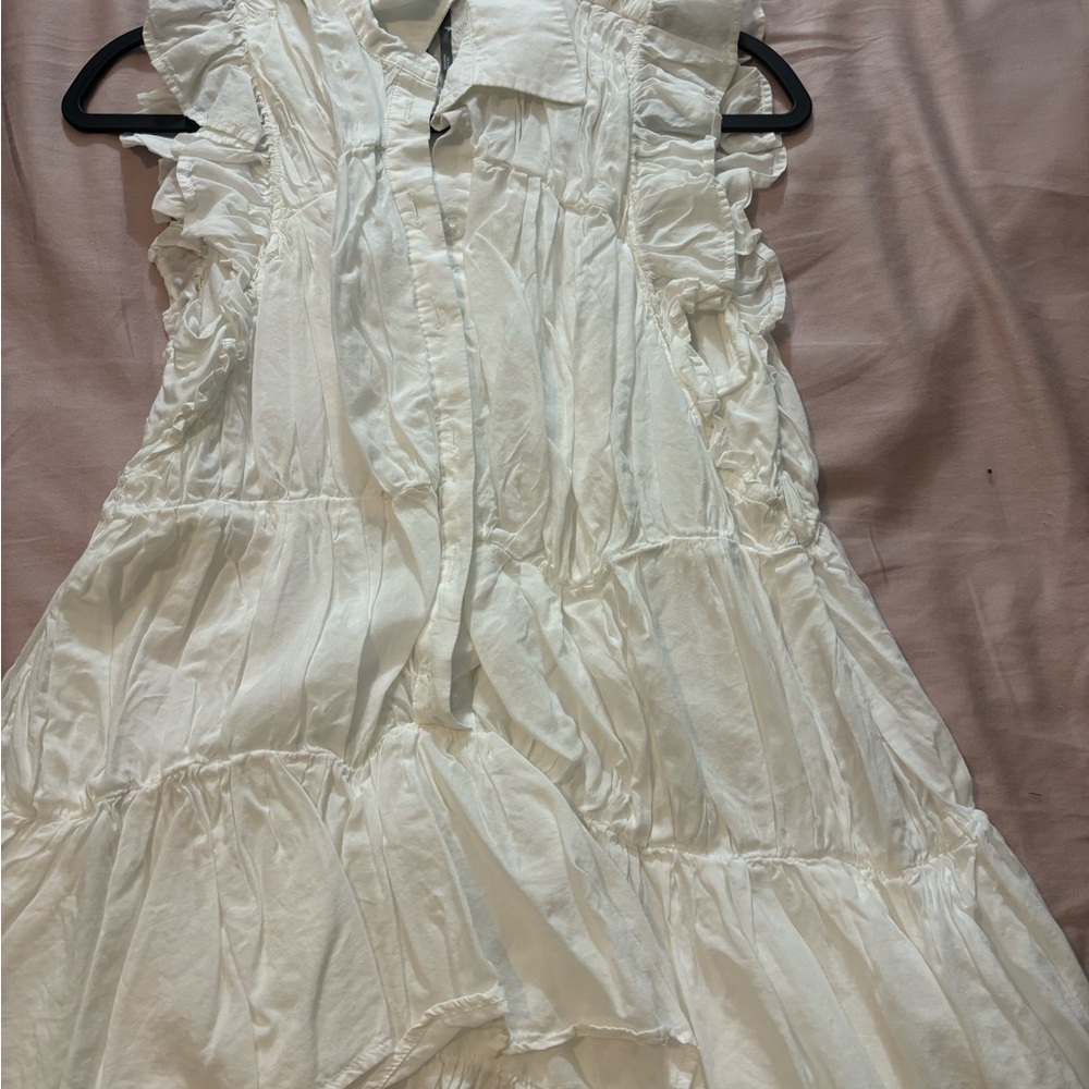 Anthropologie White Ruffle Tiered Midi Dress